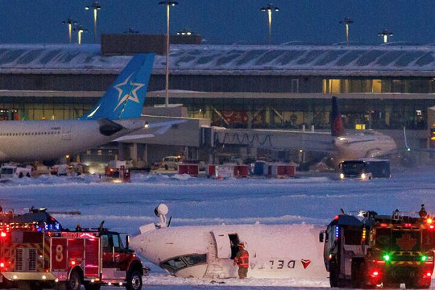 Delta plane flips upside down on landing at Toronto airport, injuring 18