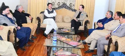PM AJK Raja Faisal Mumtaz Rathore visits Khawaja Tariq Saeed’s residence